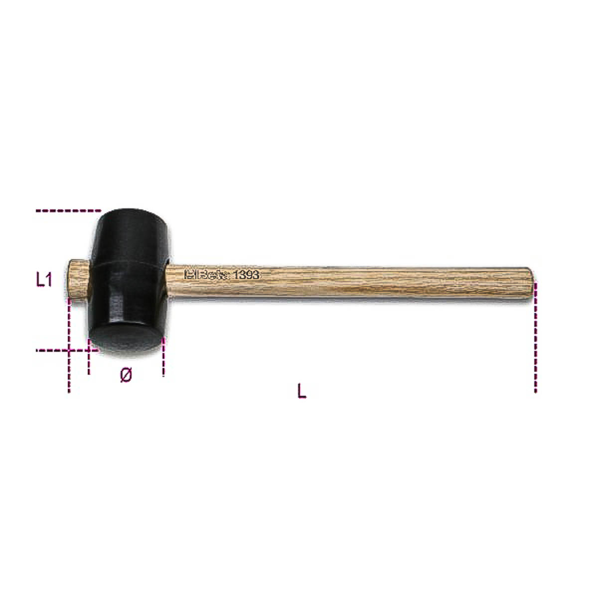 BETA Rubber Head Lump Hammer with Wood Handle, 460 g