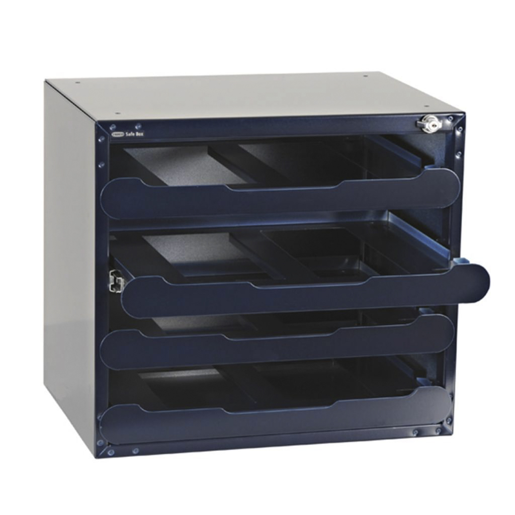 139328 Raaco 4 Cell Blue Polycarbonate, Polypropylene, Steel Compartment Box, 403 mm x 451mm x 330 mm