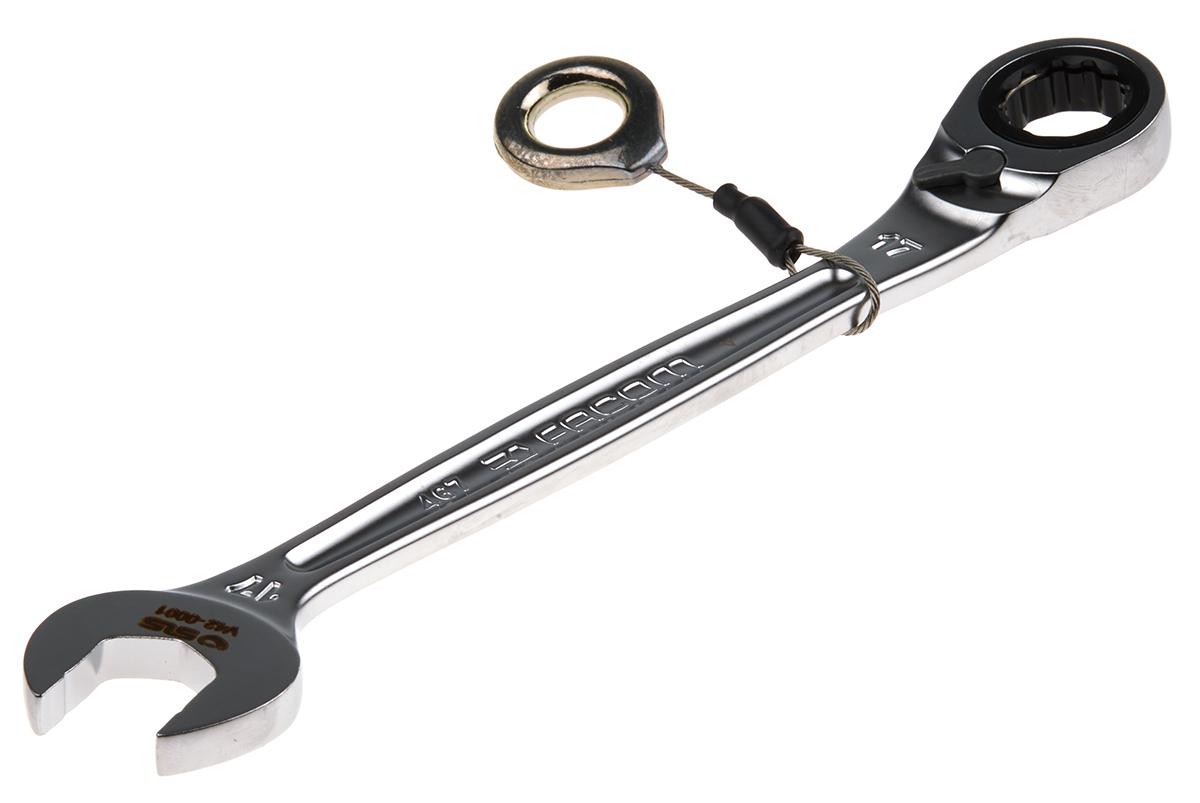 Facom 467 Series Combination Ratchet Spanner, 17mm, Metric, Height Safe, Double Ended, 225 mm Overall