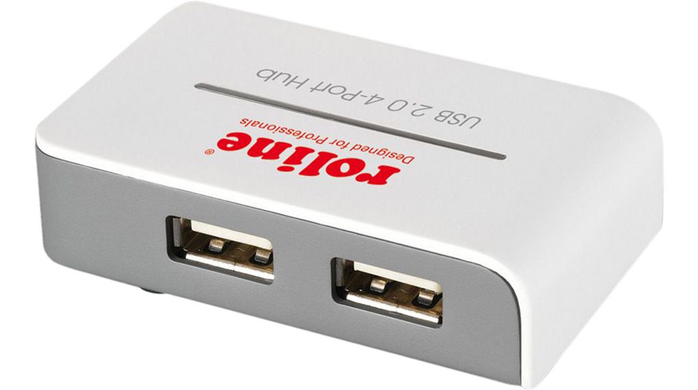 Roline 4 Port USB 2.0 USB Hub, Adapter Powered, 40 mm 18 mm 65mm