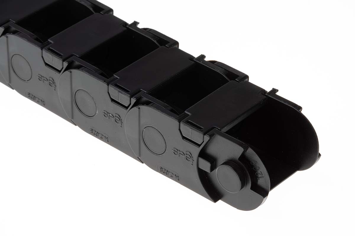 1420750 Igus e-chain Black, W36mm x D25 mm, L1 m, 75 mm Min. Bend Radius, Igumid G