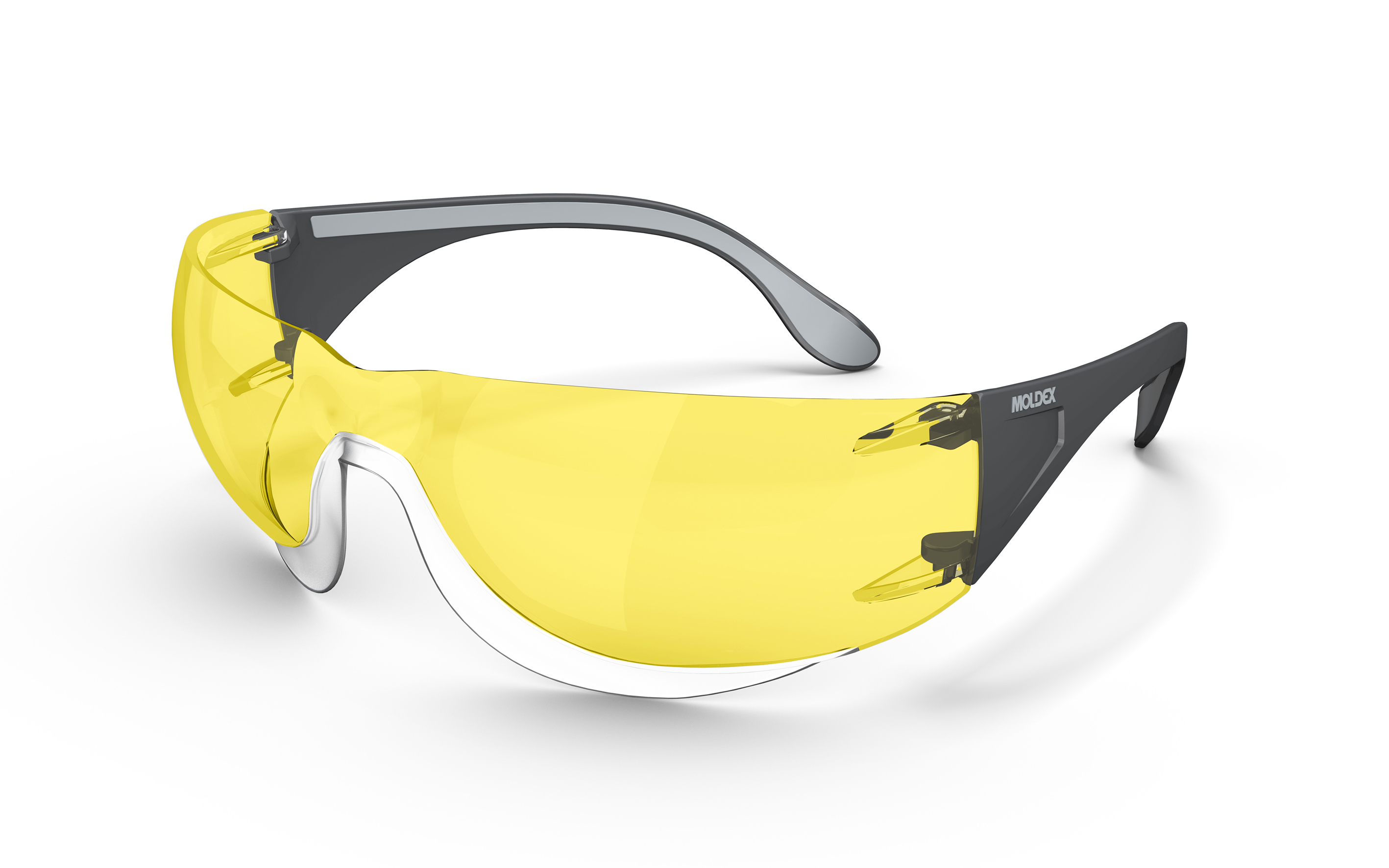 Moldex ADAPT Safety Glasses, UV Resistant, Yellow, Black, Grey Polycarbonate Lens, Thermoplastic Elastomer Polyamide,