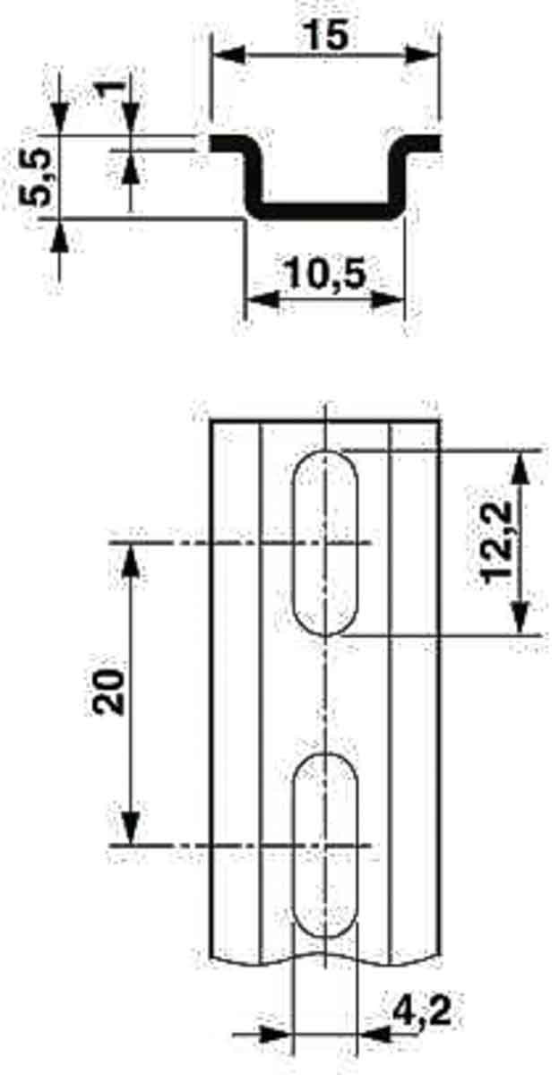 1401682 Phoenix Contact Steel Perforated DIN Rail, 2 m x 15mm x 5 mm