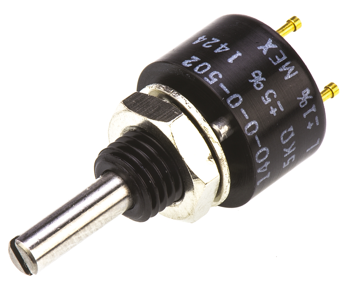 140b00502 Vishay 140 5 kΩ Rotary Potentiometer 1-Turns 1-Gang Panel Mount, 140B00502