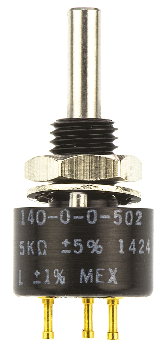 140b00502 Vishay 140 5 kΩ Rotary Potentiometer 1-Turns 1-Gang Panel Mount, 140B00502
