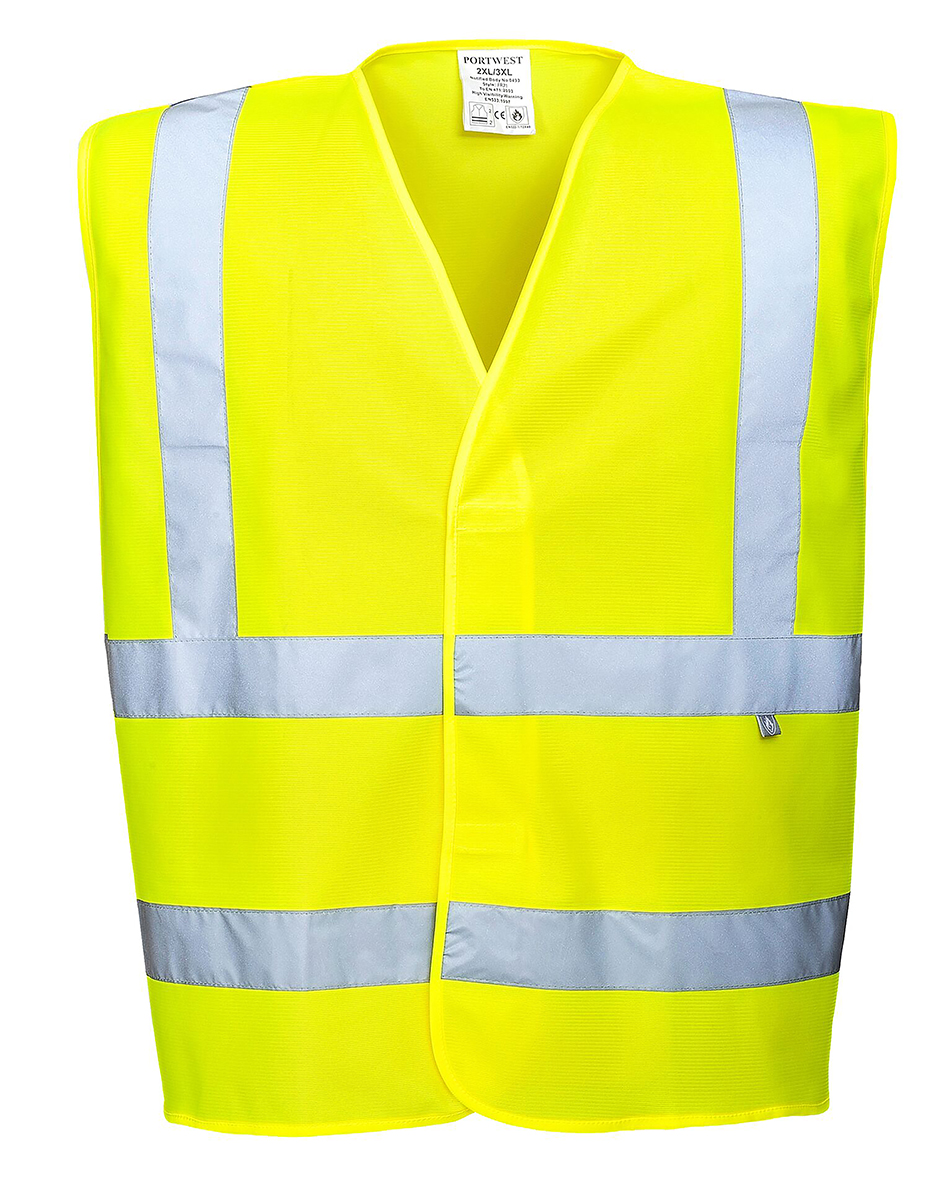 Portwest Yellow Hi Vis Vest Polyester, Carbon Fibre, 2XL/3XL
