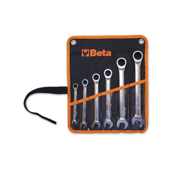 BETA 6-Piece Ratchet Spanner Set, 8 To 19 mm, Chrome Vanadium Steel