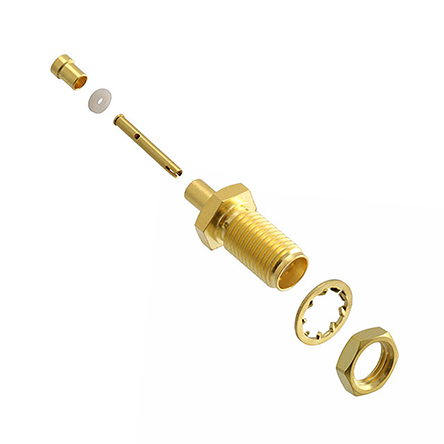 Cinch 142 Series Panel Mount Female SMA, 50 Ω, Straight Body Crimp