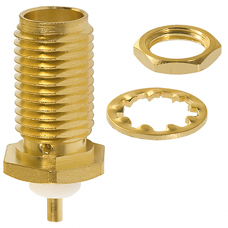 Cinch 142 Series Panel Mount Female SMA, 50 Ω, Straight Body Solder
