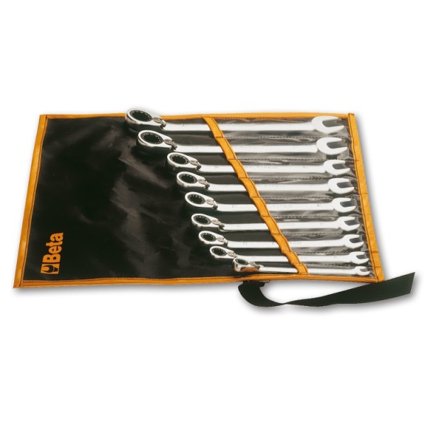 BETA 9-Piece Ratchet Spanner Set, 19 mm, 14 mm, 17 mm, 8 mm, 12 mm, 10 mm, 11 mm, 15 mm, 13 mm, Chrome Vanadium Steel