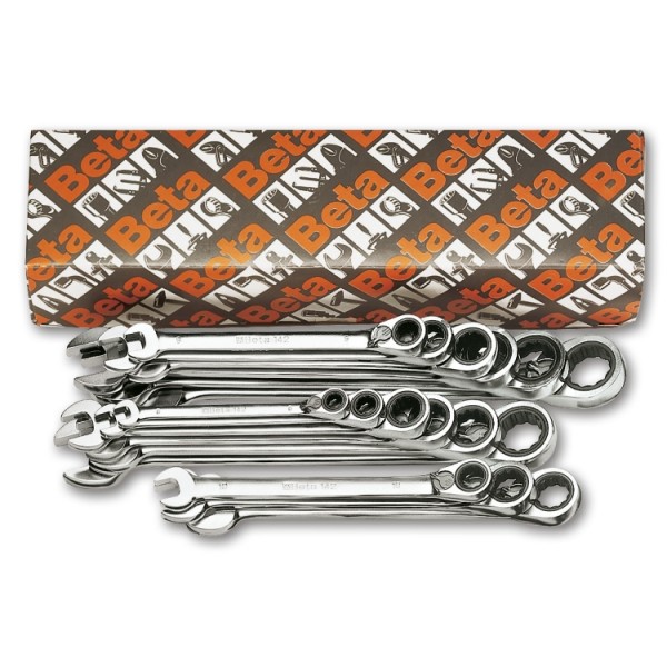 BETA 15-Piece Ratchet Spanner Set, 8 mm, 22 mm, 17 mm, 10 mm, 12 mm, 14 mm, 15 mm, 11 mm, 7 mm, 19 mm, 9 mm, 13 mm, 6