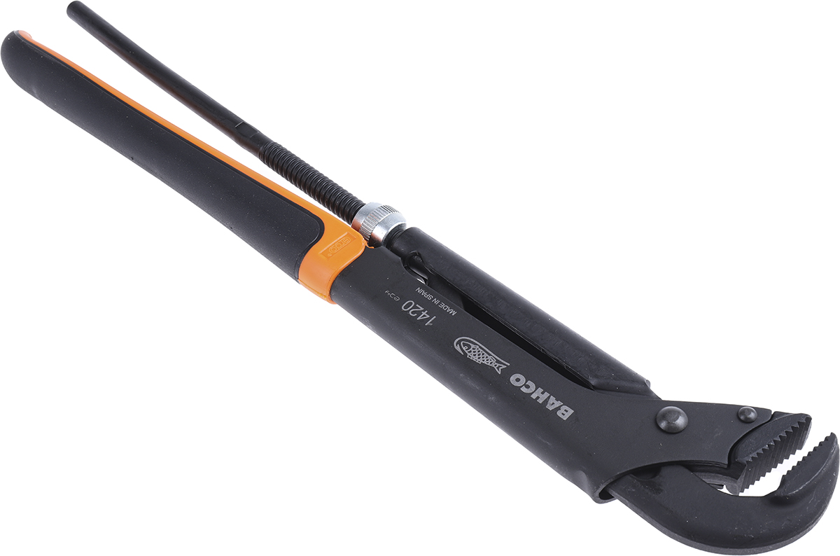 1420 Bahco Pipe Wrench, 430mm Overall, 65 mm Jaw Capacity, Bi-Material Handle Non-Sparking