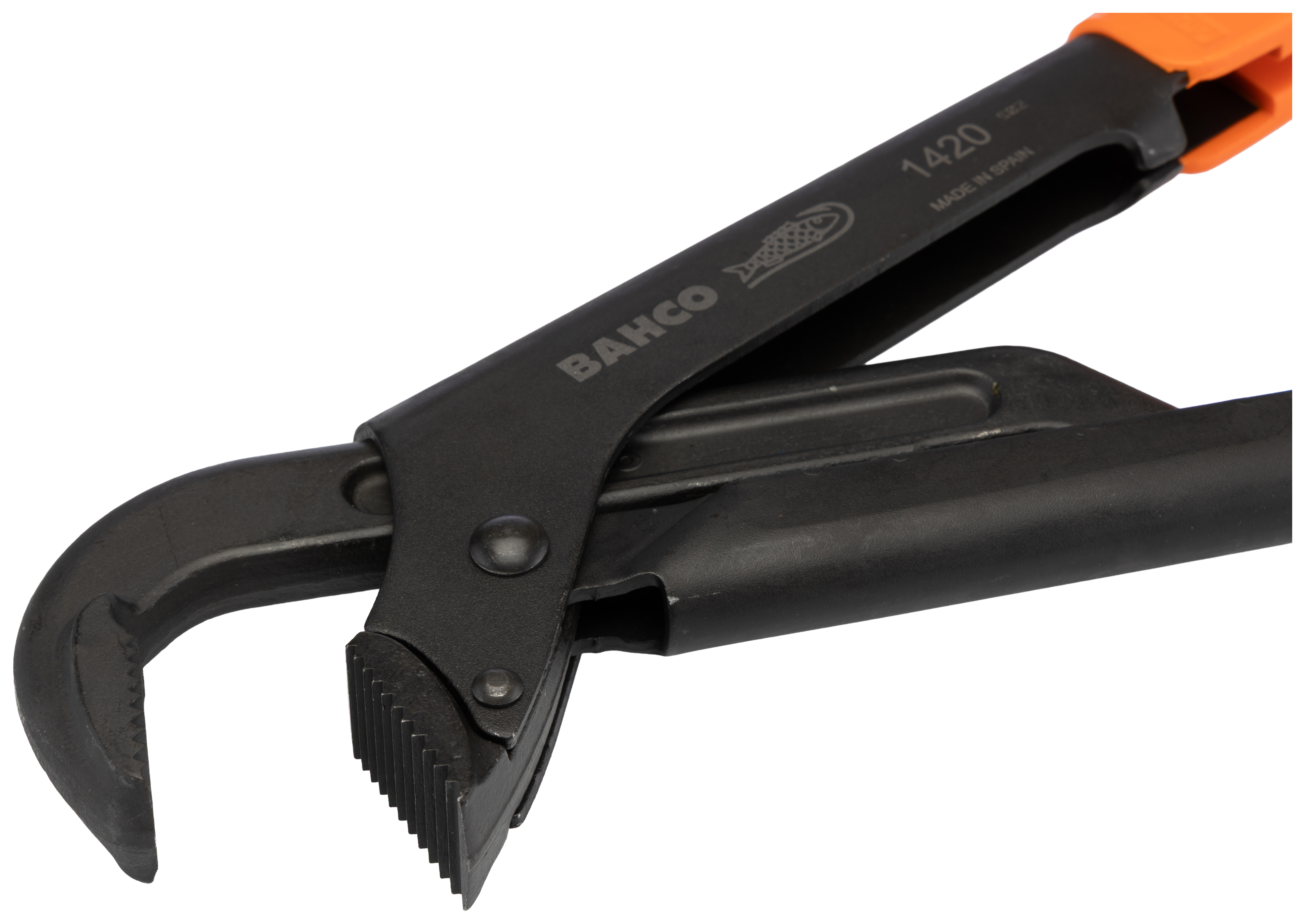 1420 Bahco Pipe Wrench, 430mm Overall, 65 mm Jaw Capacity, Bi-Material Handle Non-Sparking
