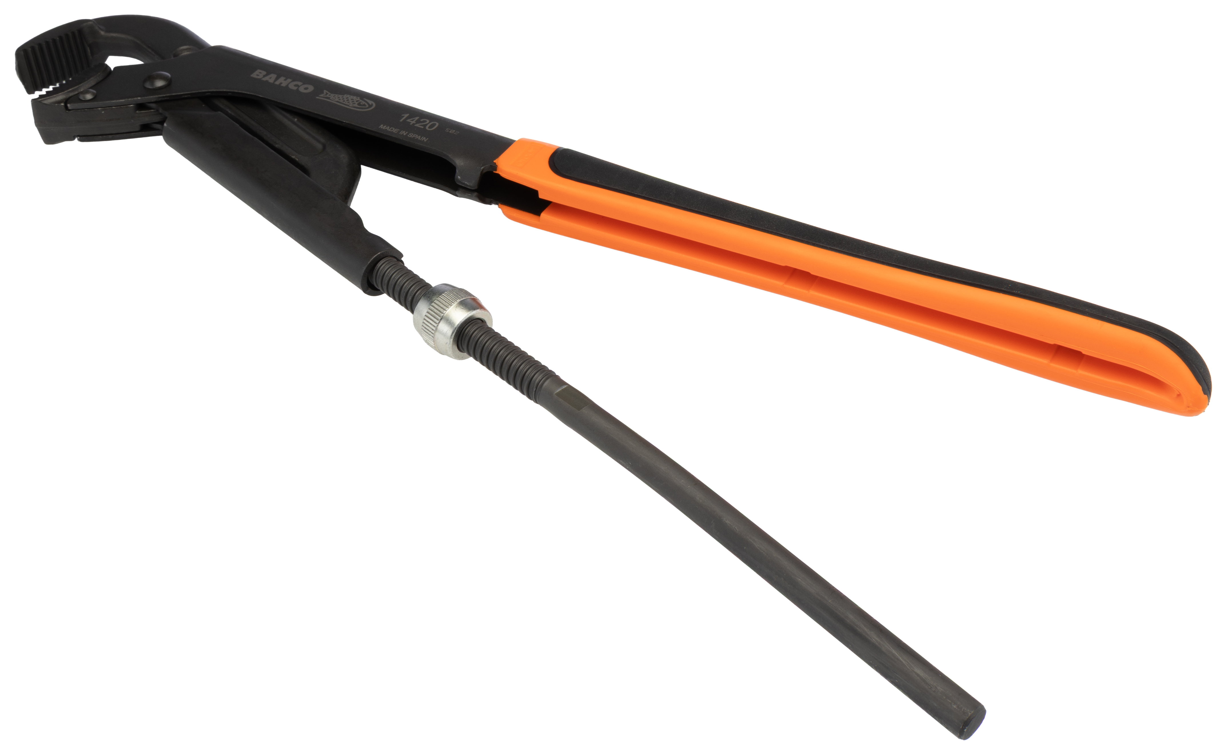 1420 Bahco Pipe Wrench, 430mm Overall, 65 mm Jaw Capacity, Bi-Material Handle Non-Sparking