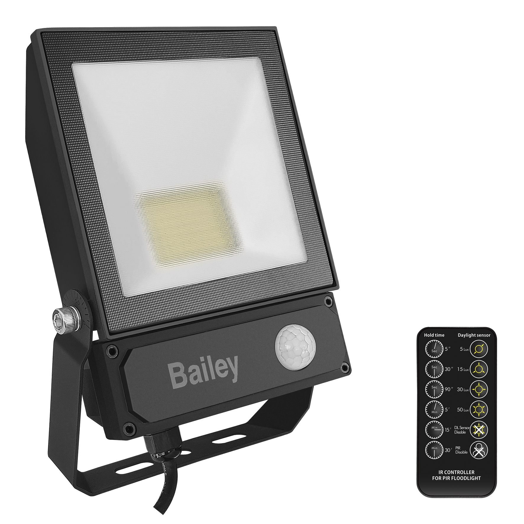 Bailey Electric & Electronics bv Slim II PIR Included LED Floodlight, 1 LED, 50 W Black, 5500 lm, IP65, 240V