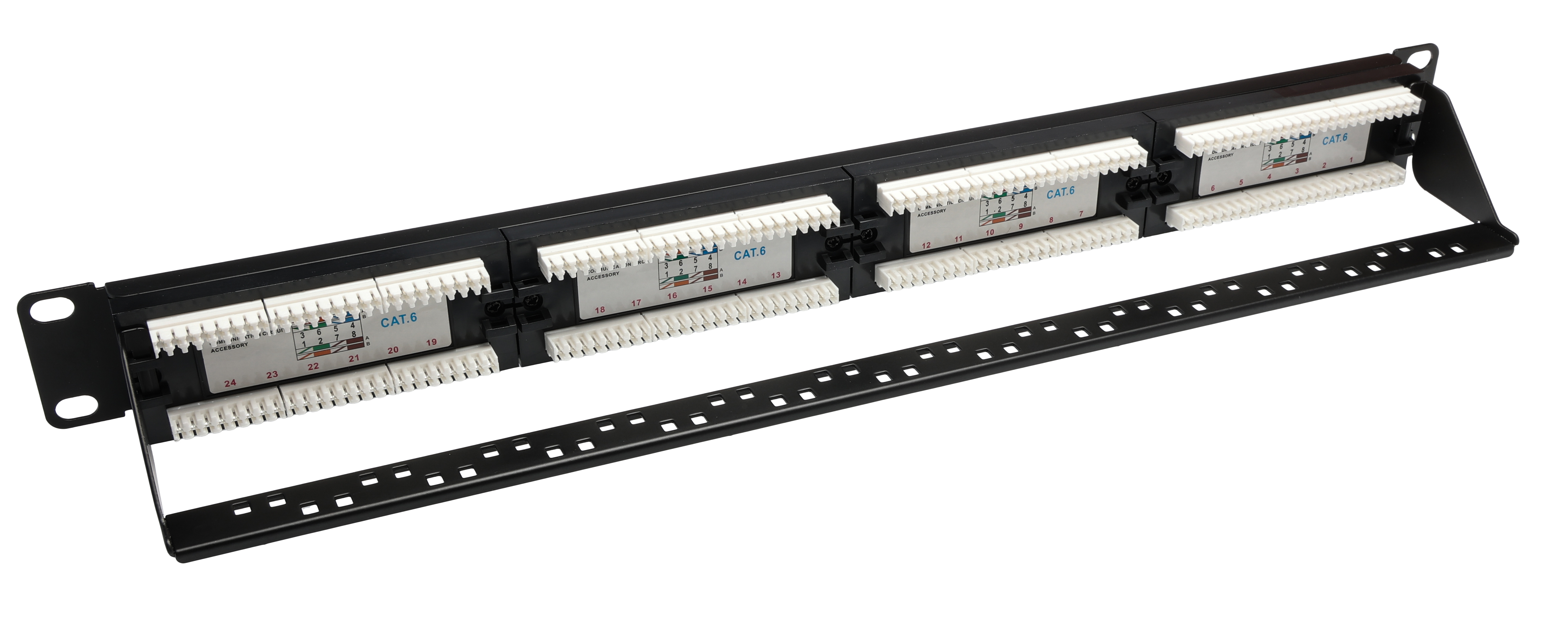 143-830 RS PRO Cat6 24 Port RJ45 RJ Patch Panel UTP 1 U Black