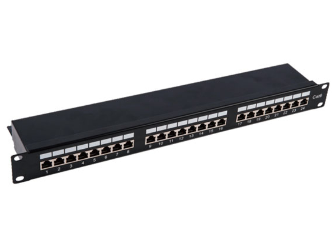 RS PRO Cat5e 24 Port RJ45 RJ Patch Panel STP 1 U Black
