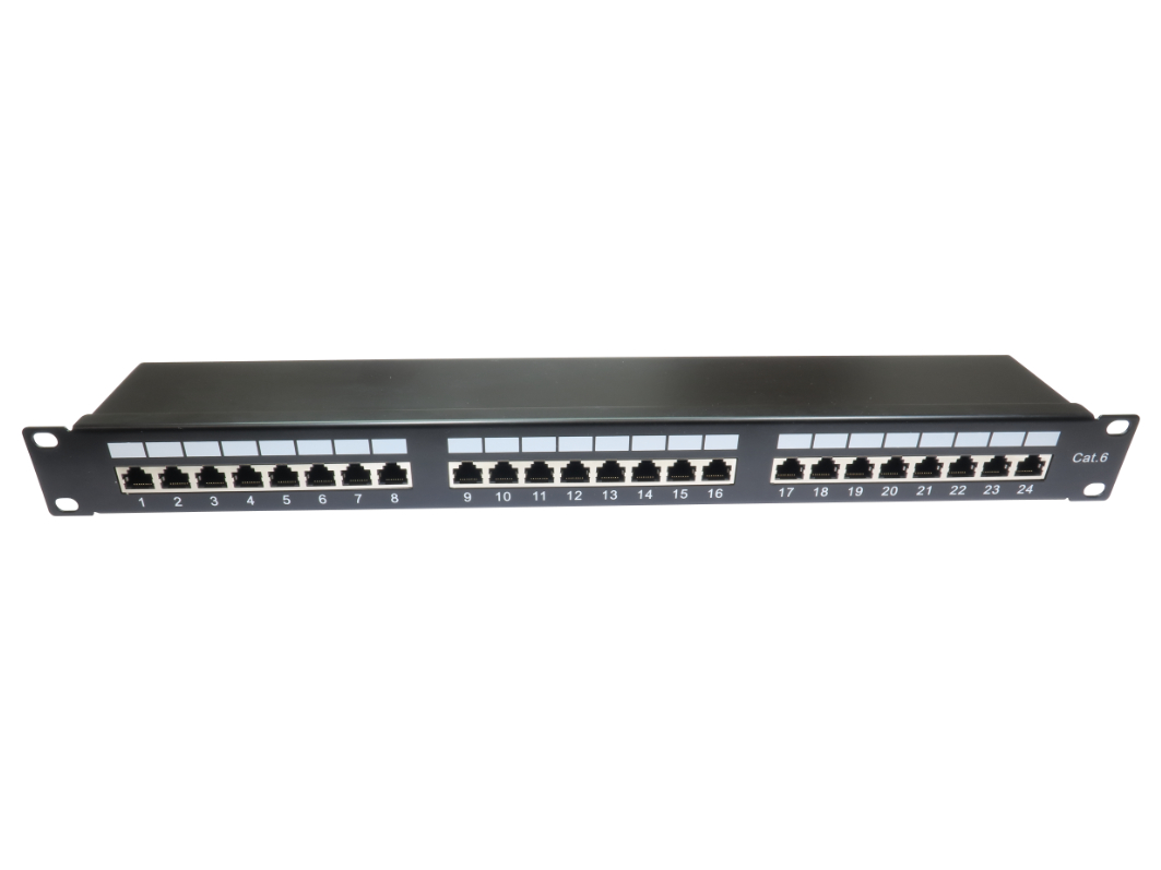 RS PRO Cat6 24 Port RJ45 RJ Patch Panel STP 1 U Black