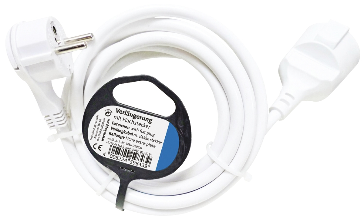 Kopp 3 m 1 Socket Type F Extension Lead Extension Lead Kit, 230V, IP20