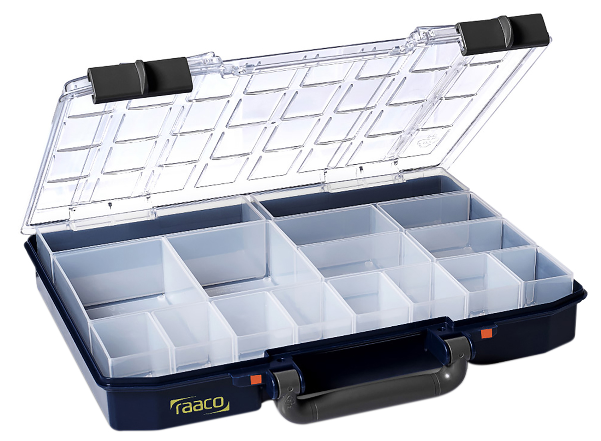 Raaco 16 Cell Blue Polypropylene Adjustable Compartments Compartment Box, 57 mm x 337mm x 278 mm