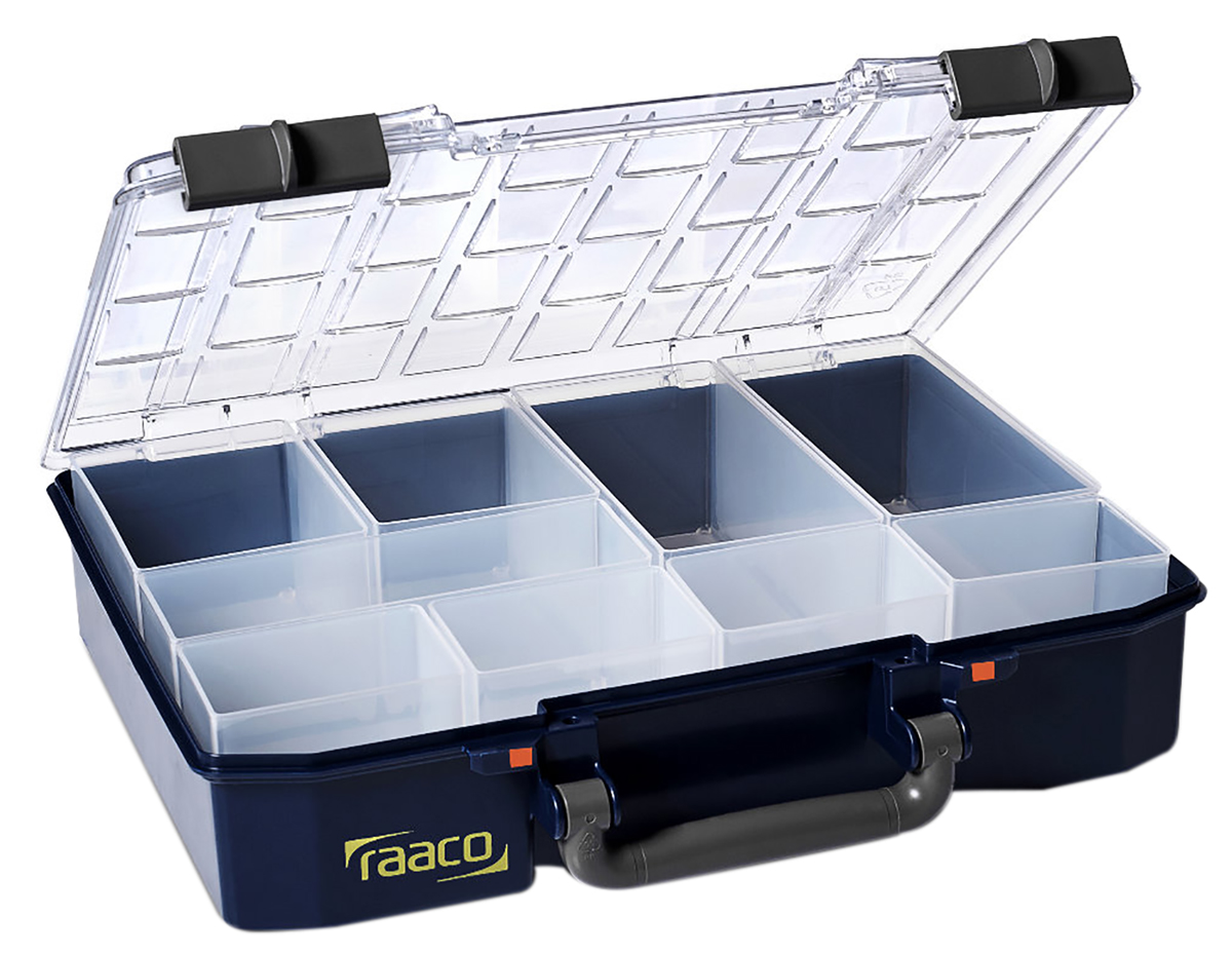 Raaco 9 Cell Blue Polypropylene Adjustable Compartments Compartment Box, 79 mm x 337mm x 278 mm