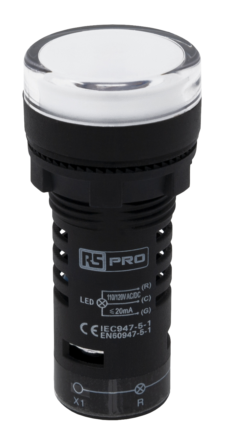 RS PRO, LEDtec, Panel Mount Green, Red LED Indicator, 22 mm Cutout, IP65, Round, 110V ac