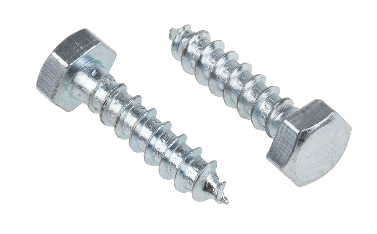 RS PRO Hex Coach Screw, Steel Bright Zinc, 6 mm x 25 mm