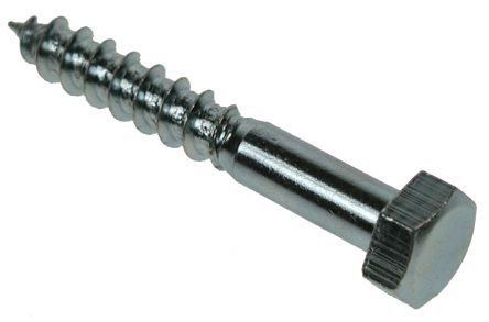 RS PRO Hex Coach Screw, Steel Bright Zinc, M10 x 140 mm