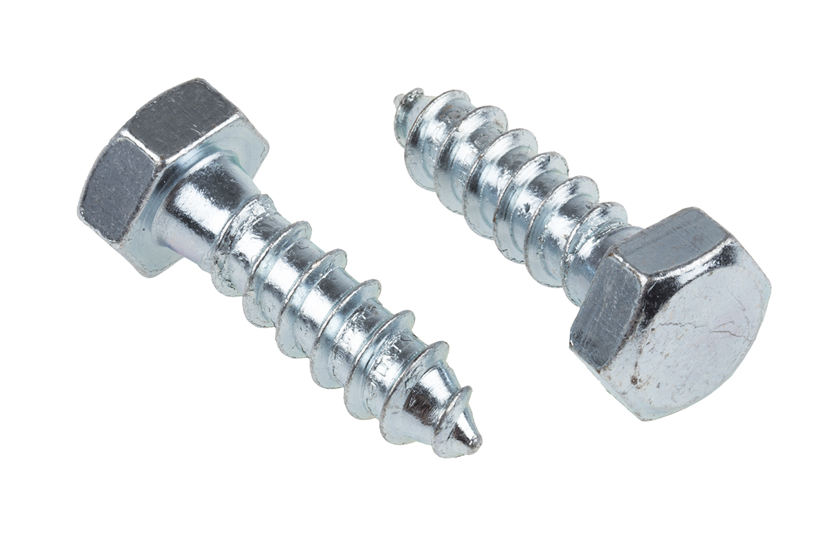 RS PRO Hex Coach Screw, Steel Bright Zinc, M12 x 40 mm
