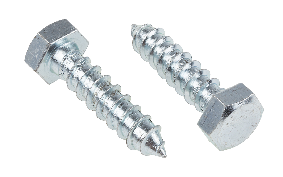 RS PRO Hex Coach Screw, Steel Bright Zinc, M12 x 50 mm