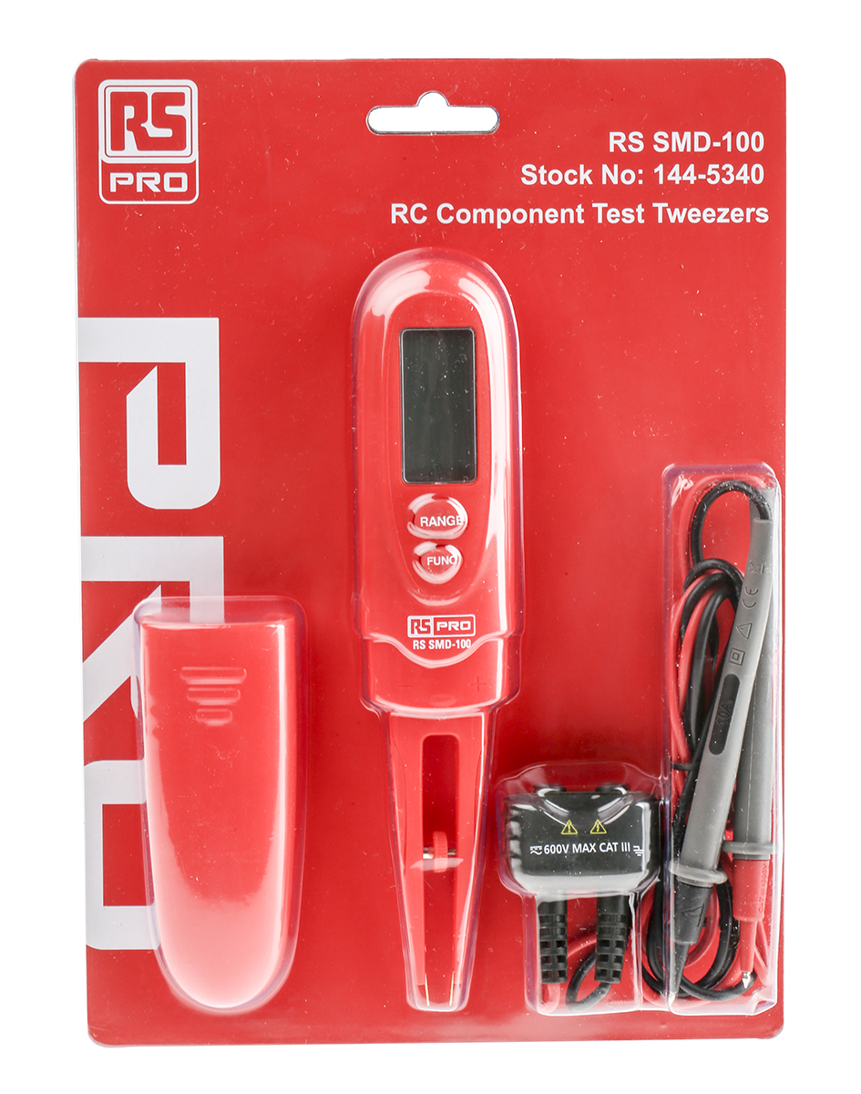 144-5340 RS PRO Component Tester RC Component Test Tweezers Resistance Resolution 100 mΩ, Capacitance Measurement Resolution 1 pF