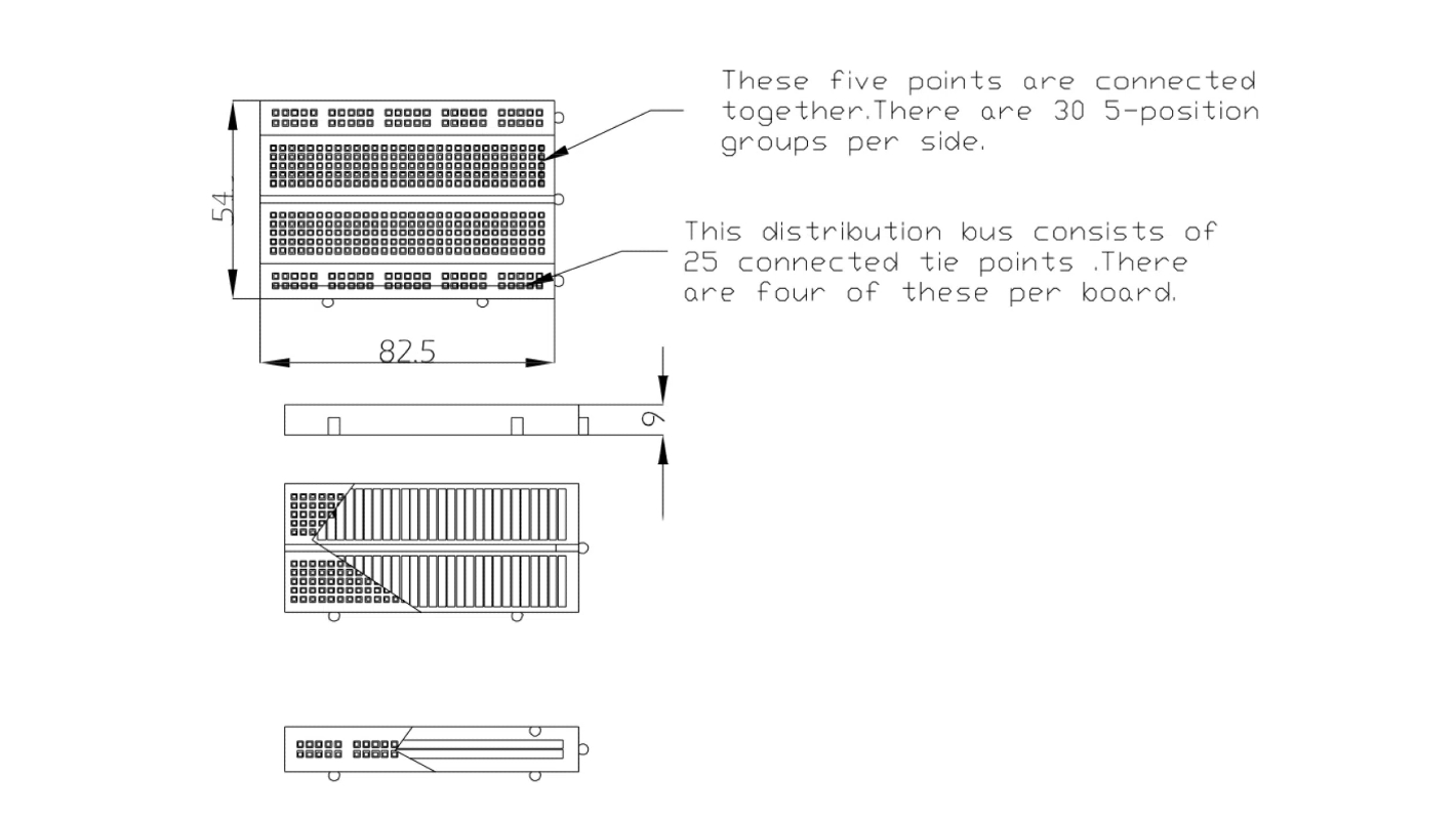 144-717 RS PRO Breadboard Breadboard 9 mm 54mm 82.5 mm