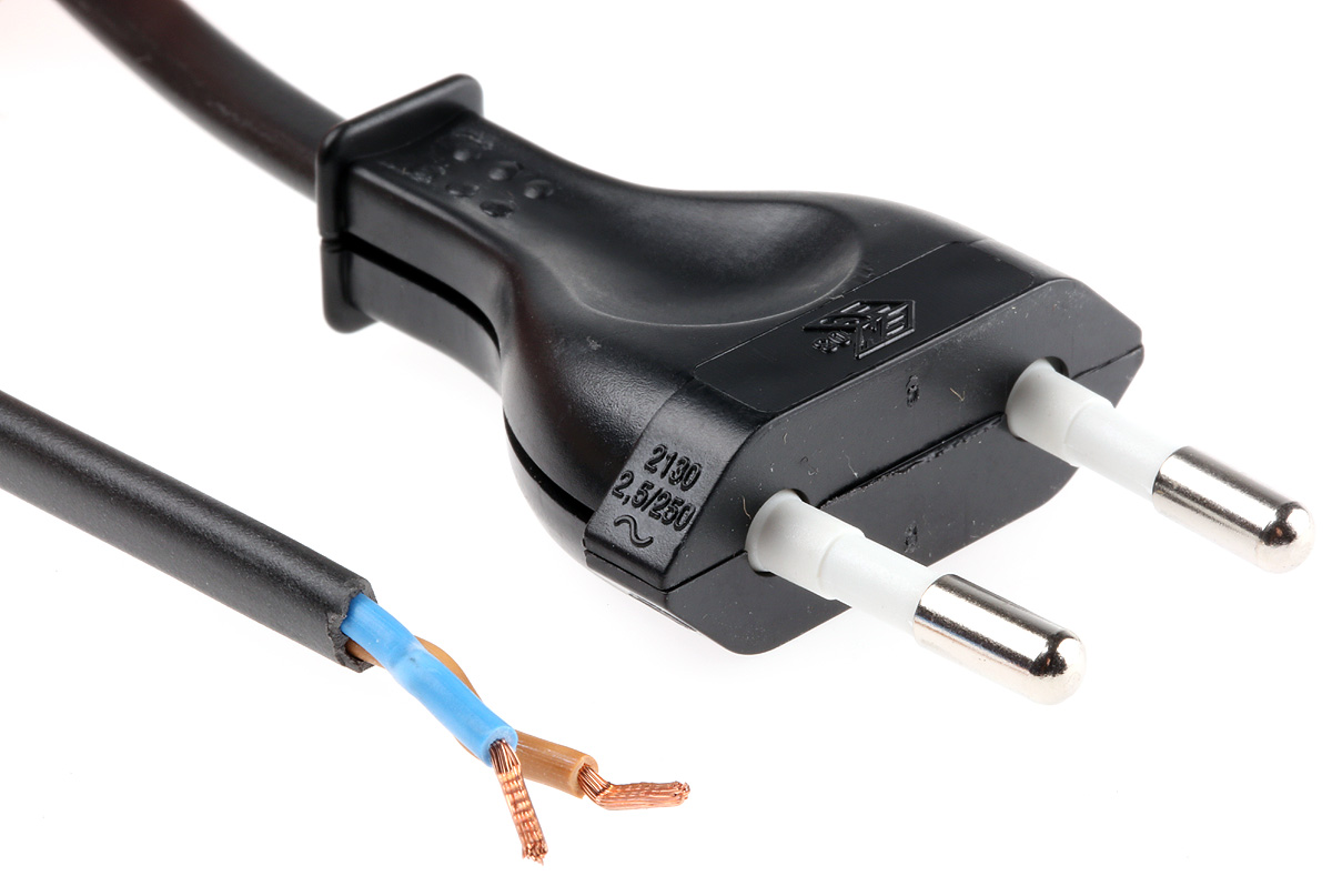 144015 Orbitec IEC C7, Straight to CEE 7/16 Europlug Cord with Switch, 2 m Black Polyvinyl Chloride