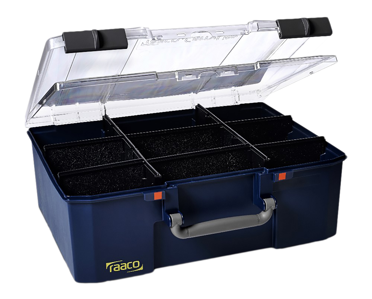 Raaco Blue Polycarbonate, Polypropylene Adjustable Compartments Compartment Box, 148.0 mm x 413.0mm x 330.0 mm