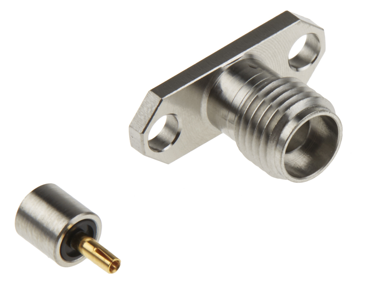 Cinch 145 Series Flange Female SMA, 50 Ω, Straight Body Solder