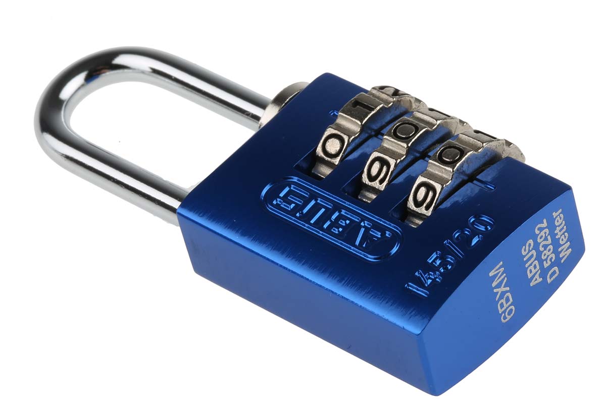 14520-blue ABUS Combination Padlock Aluminium, Steel Safety Padlock Weatherproof, 3 mm Shackle, 22 mm Body
