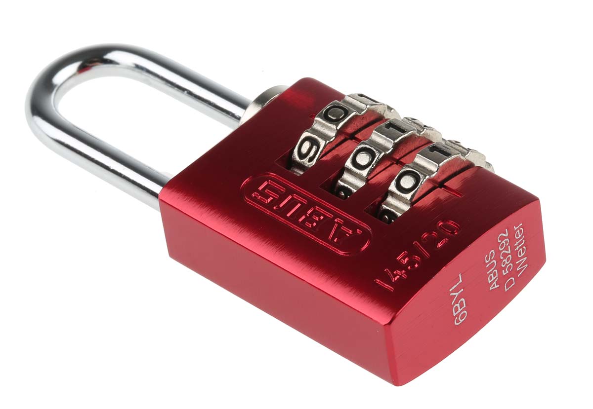 14520-red ABUS Combination Padlock Aluminium, Steel Safety Padlock Weatherproof, 3 mm Shackle, 22 mm Body