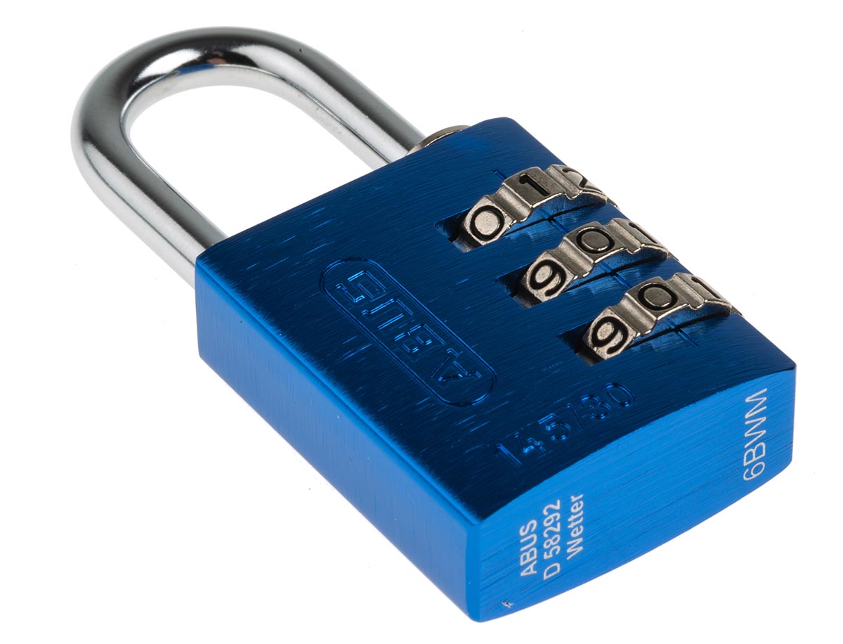 14530-blue ABUS Combination Padlock Steel, Aluminium Safety Padlock Weatherproof, 5 mm Shackle, 30 mm Body