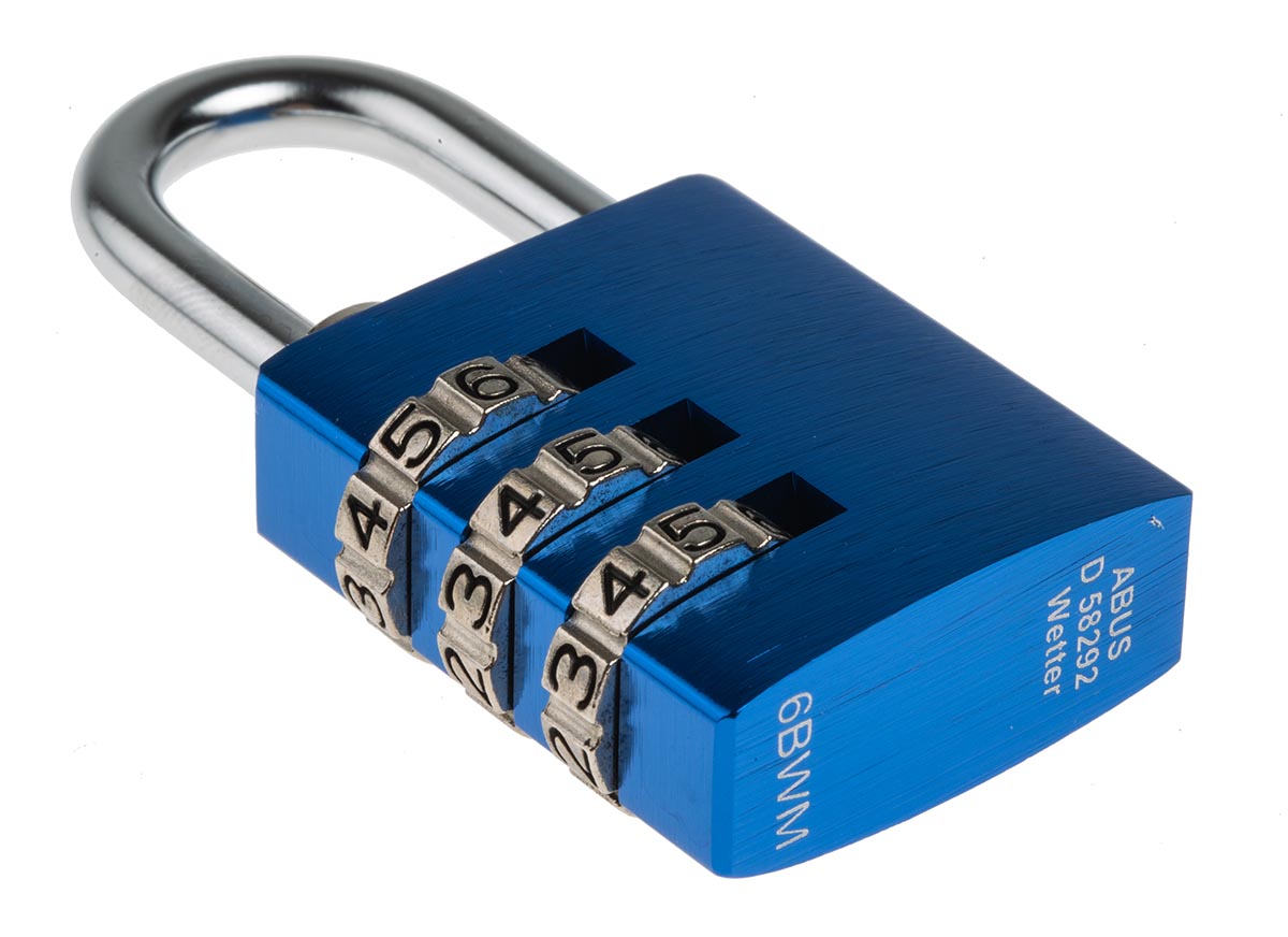 14530-blue ABUS Combination Padlock Steel, Aluminium Safety Padlock Weatherproof, 5 mm Shackle, 30 mm Body