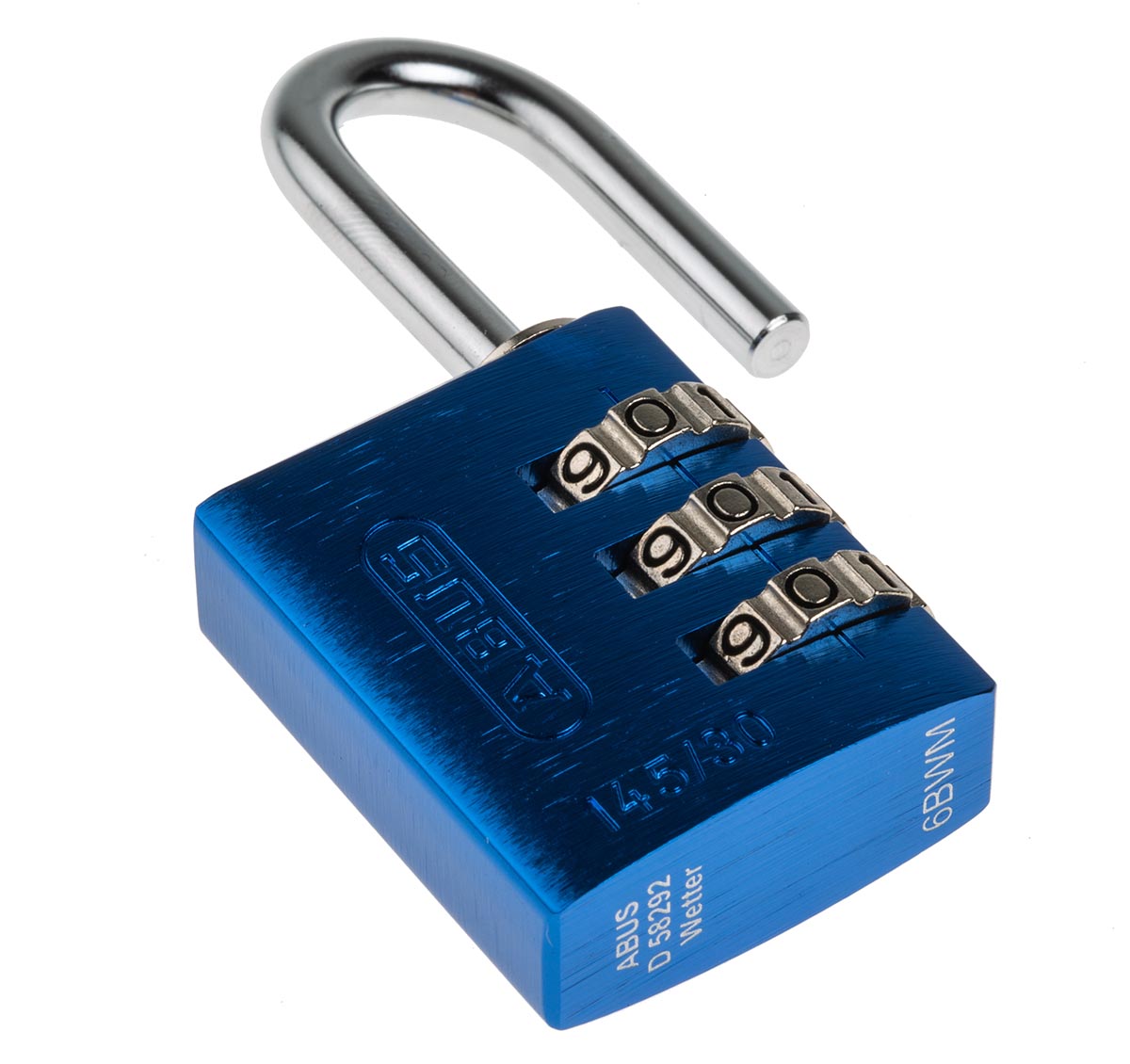 14530-blue ABUS Combination Padlock Steel, Aluminium Safety Padlock Weatherproof, 5 mm Shackle, 30 mm Body
