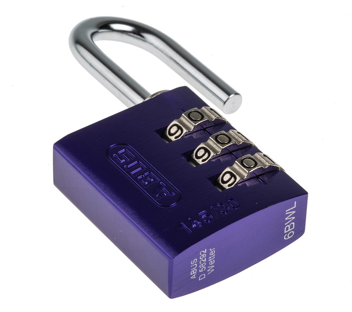 14530-lilac ABUS Combination Padlock Aluminium Safety Padlock Weatherproof, 4.8 mm Shackle, 3 mm Body