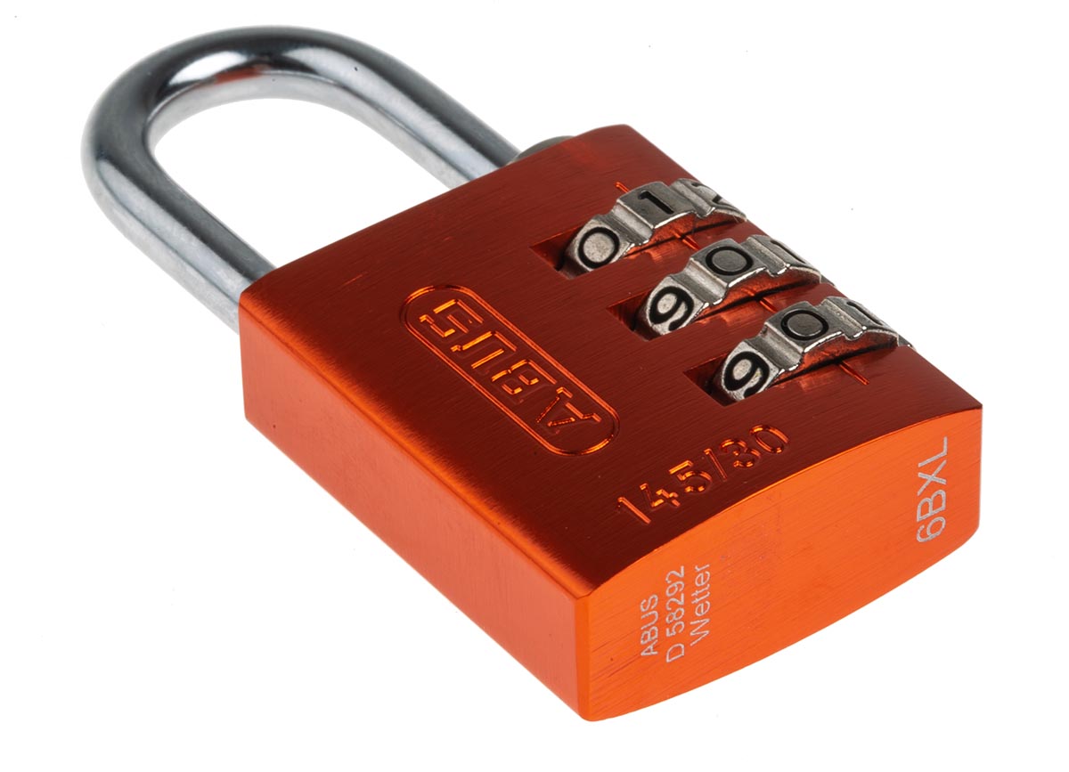 14530-orange ABUS Combination Padlock Steel, Aluminium Safety Padlock Weatherproof, 5 mm Shackle, 3mm Body