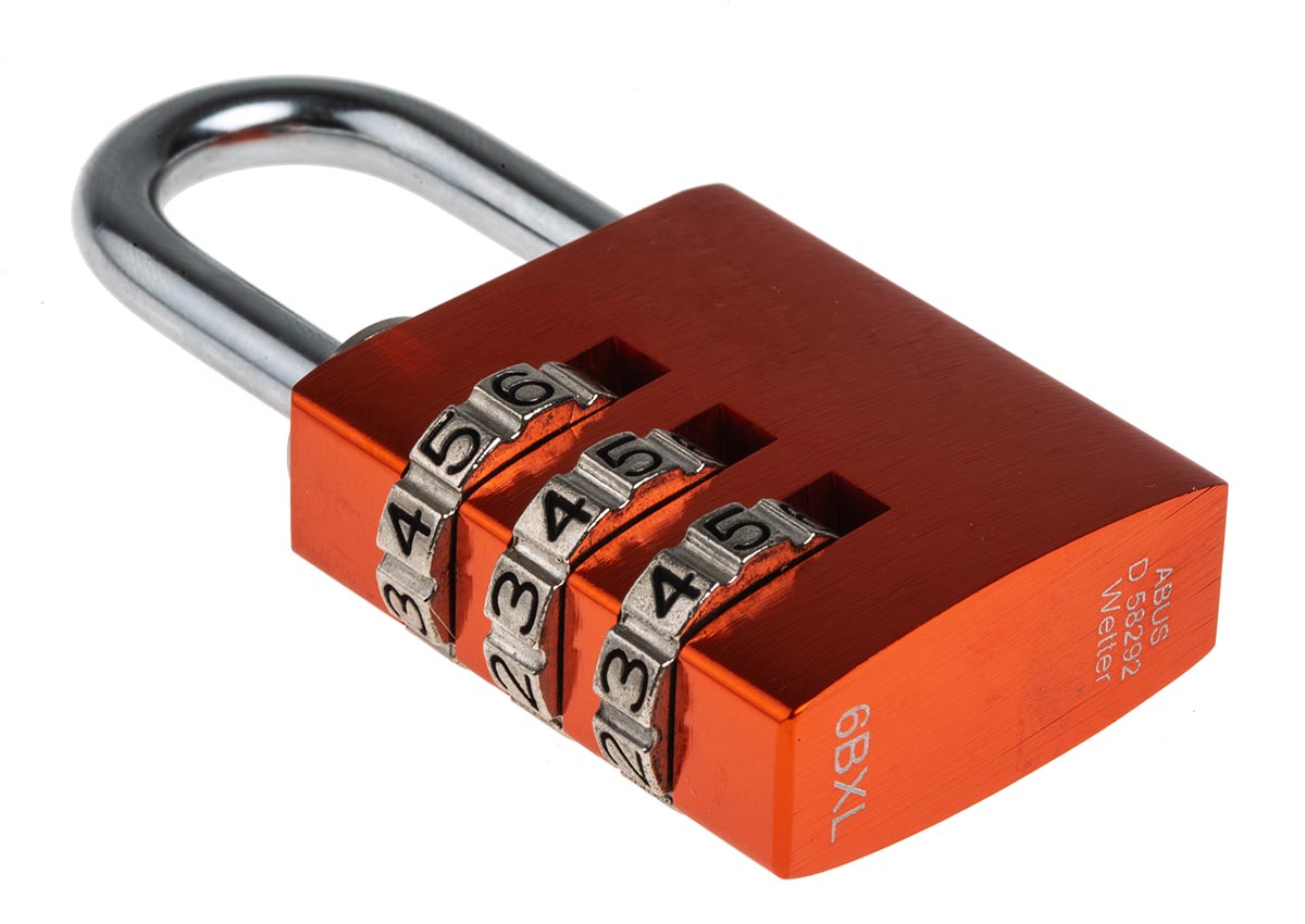 14530-orange ABUS Combination Padlock Steel, Aluminium Safety Padlock Weatherproof, 5 mm Shackle, 3mm Body