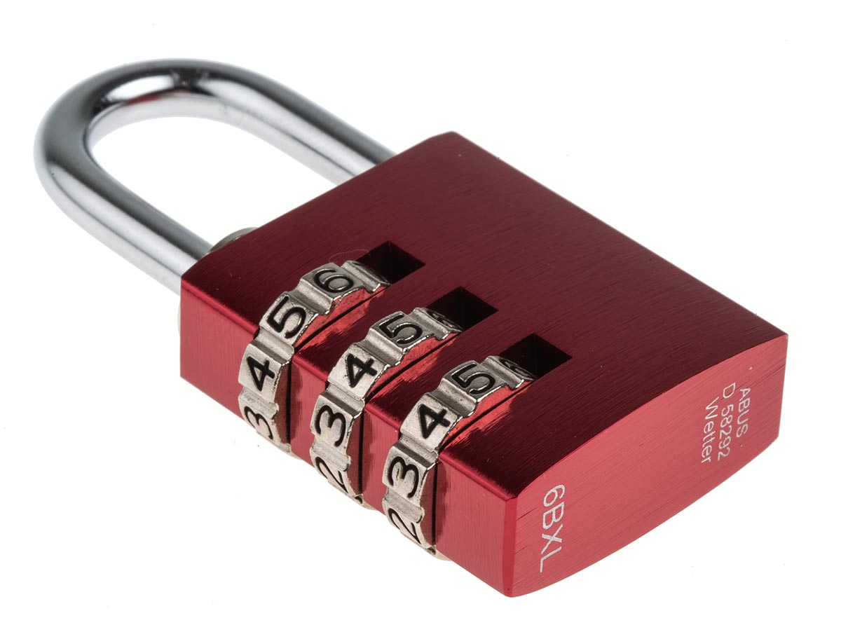 14530-red ABUS Combination Padlock Steel, Aluminium Safety Padlock Weatherproof, 5 mm Shackle, 30 mm Body