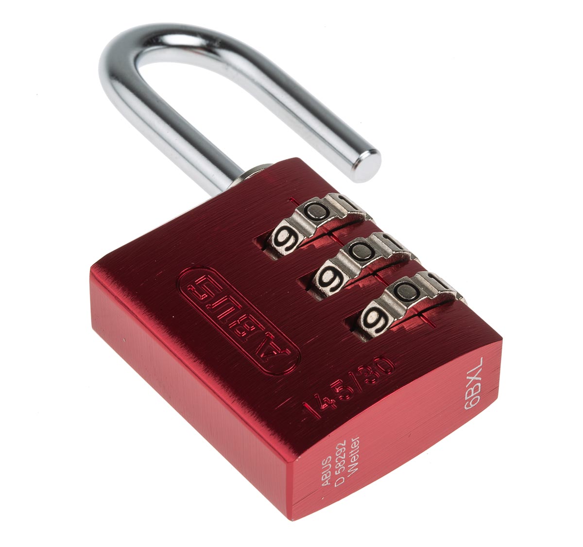 14530-red ABUS Combination Padlock Steel, Aluminium Safety Padlock Weatherproof, 5 mm Shackle, 30 mm Body
