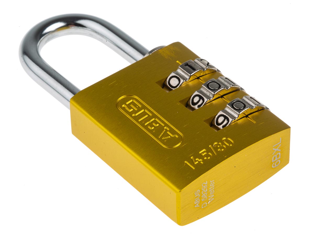 14530-yellow ABUS Combination Padlock Aluminium, Steel Safety Padlock Weatherproof, 5 mm Shackle, 3 mm Body