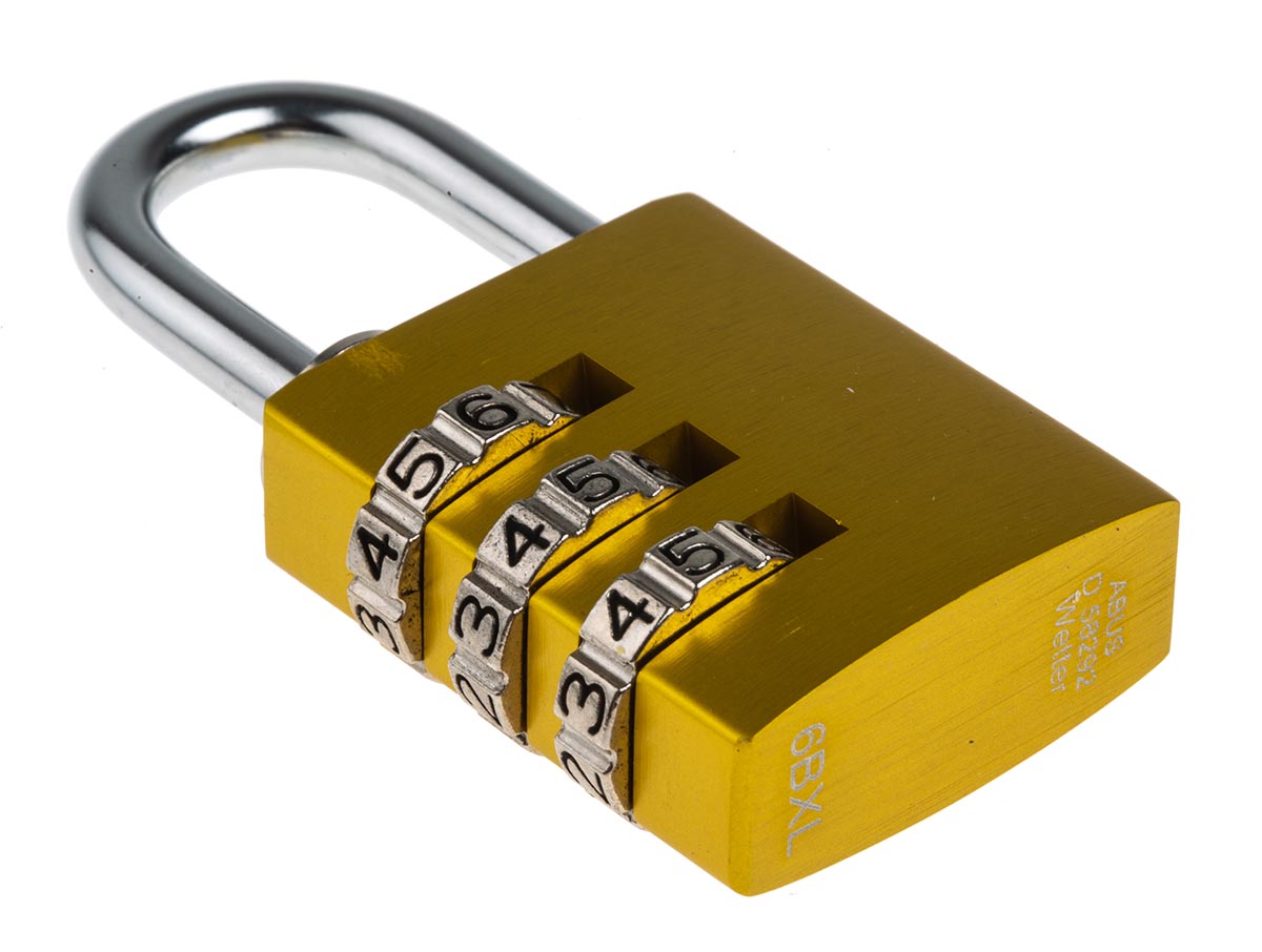 14530-yellow ABUS Combination Padlock Aluminium, Steel Safety Padlock Weatherproof, 5 mm Shackle, 3 mm Body