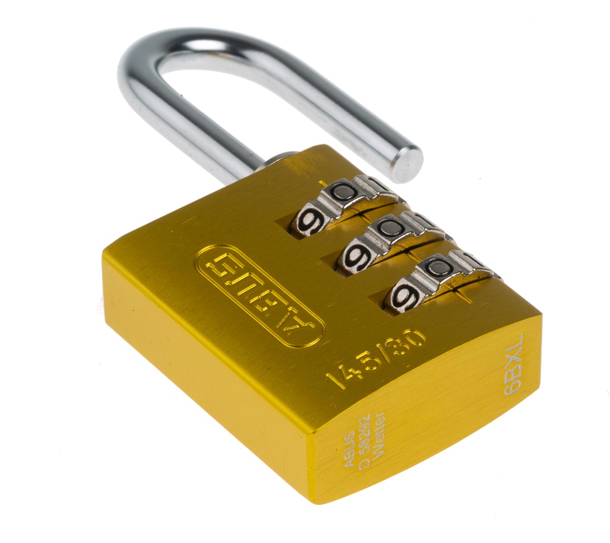 14530-yellow ABUS Combination Padlock Aluminium, Steel Safety Padlock Weatherproof, 5 mm Shackle, 3 mm Body