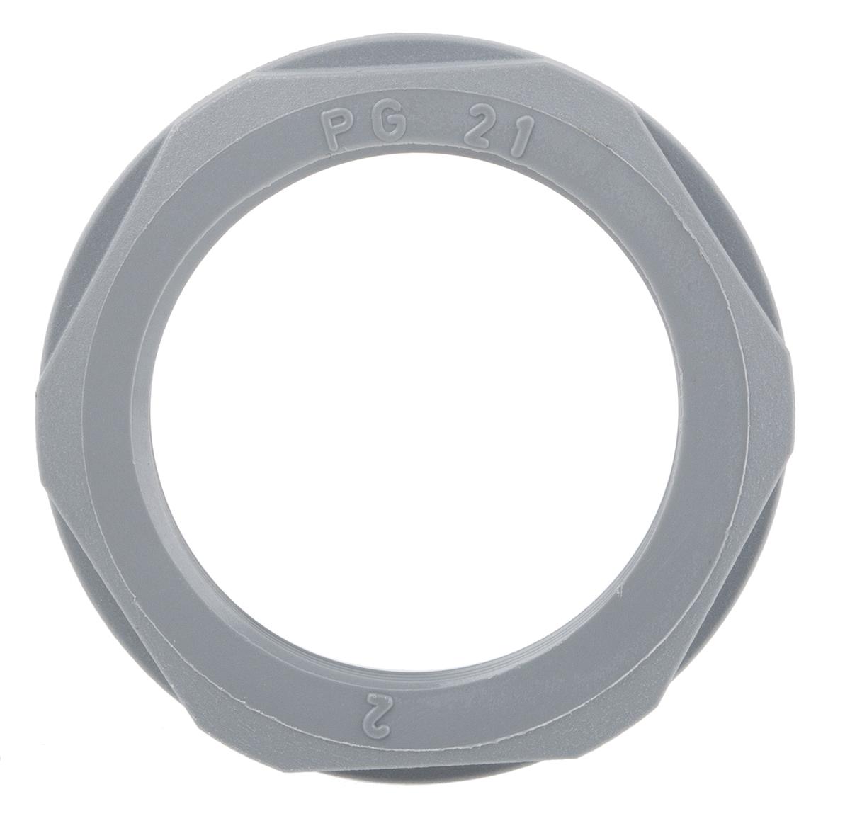 53019050 Lapp Grey Fibreglass Reinforced Polyamide Cable Gland Locknut, PG21 Thread, IP68