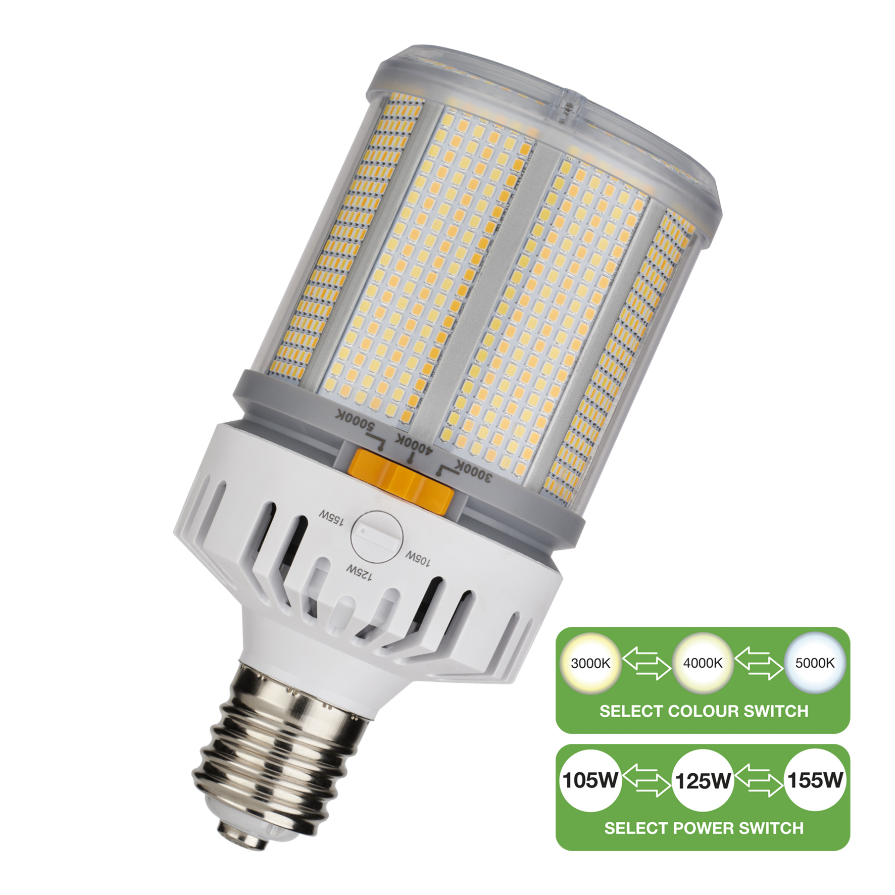 Bailey Electric LED Corn E40 LED Corn Lamp, Neutral White, Clear, Single Ended shape